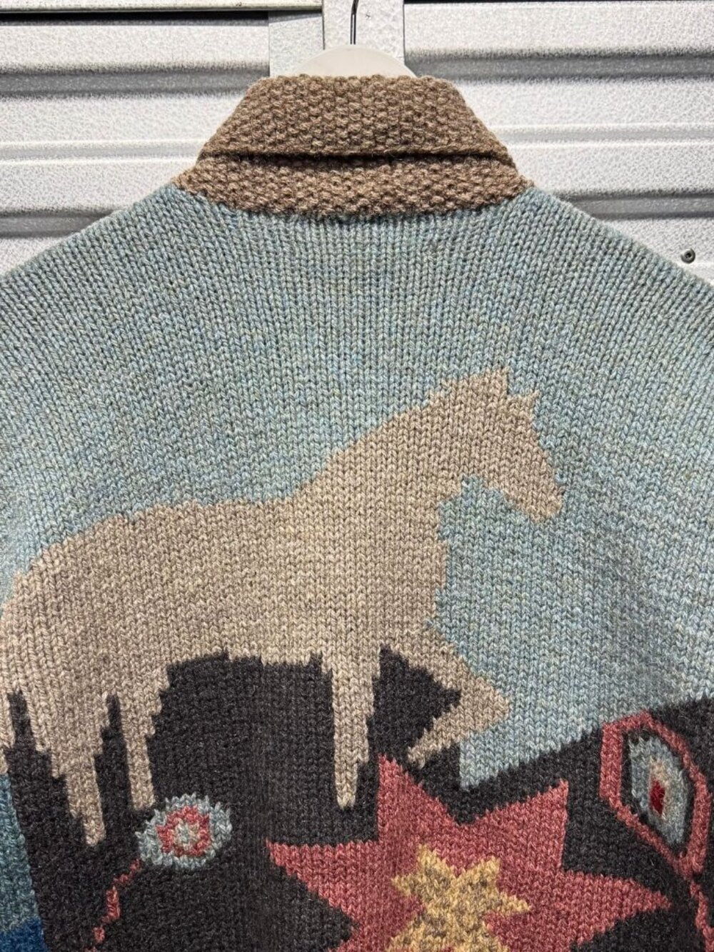 RALPH LAUREN COUNTRY VINTAGE 1990 LIGHT BROWN HAND-KNIT WOOL CARDIGAN - Picture 4 of 11